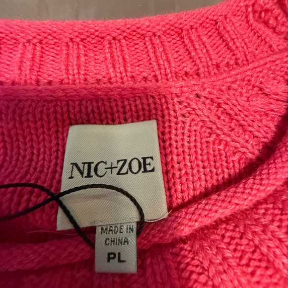 NWT NIC+ZOE Pink Roundneck Lightweight Crafted Cables Sweater Size LP MSRP $168 - Picture 8 of 14